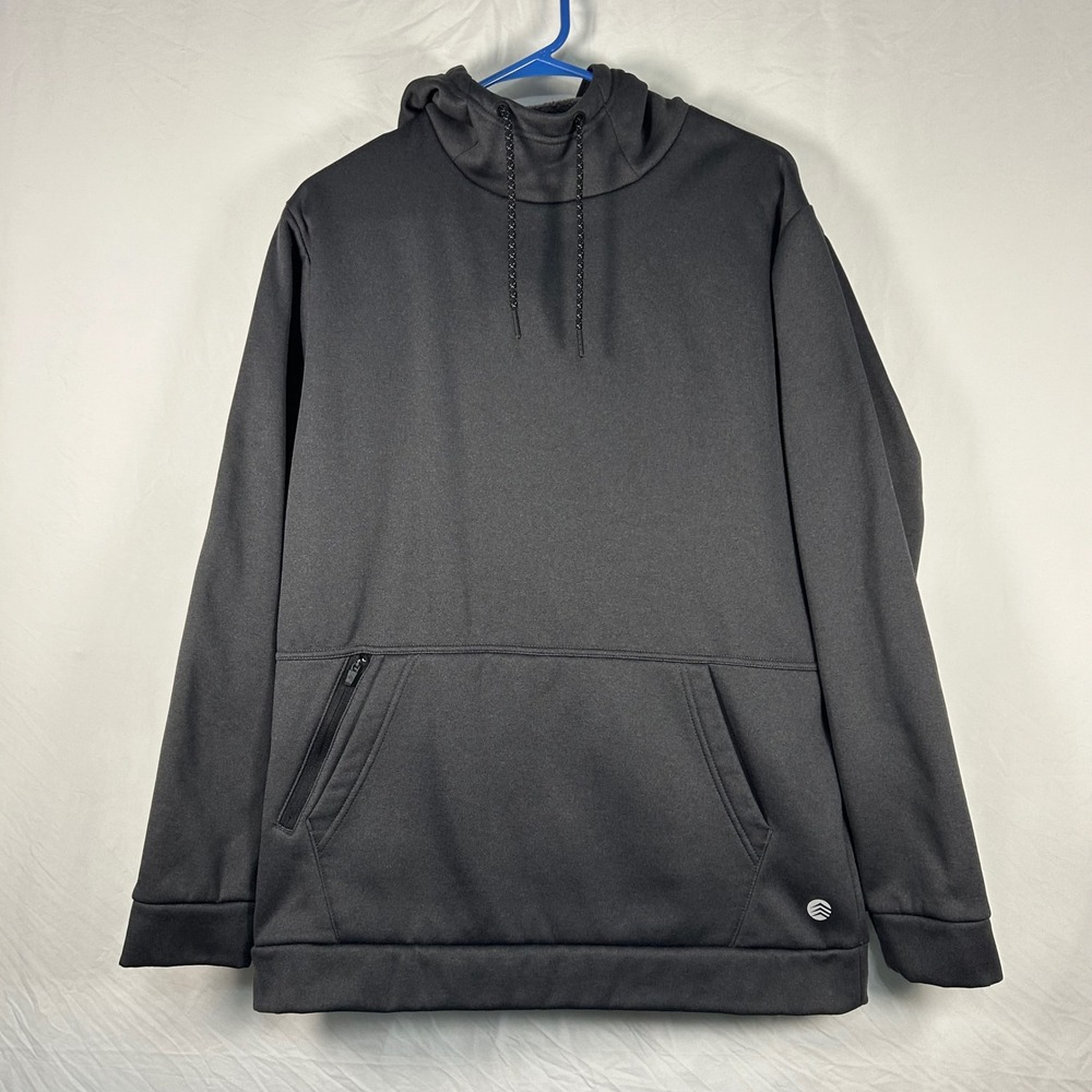 Solaris Hoodie Men Medium Black Tech Fleece Lined Zippered Pocket Pullover